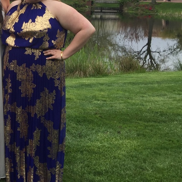 MSK Dresses & Skirts - Blue and Good foil Halter Formal Dress